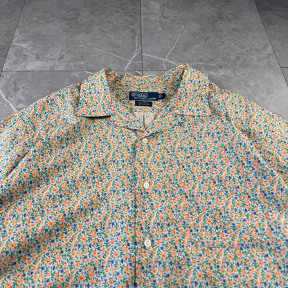 00s Polo by Ralph Lauren Caldwell Orange Flower Open Collar Shirt L