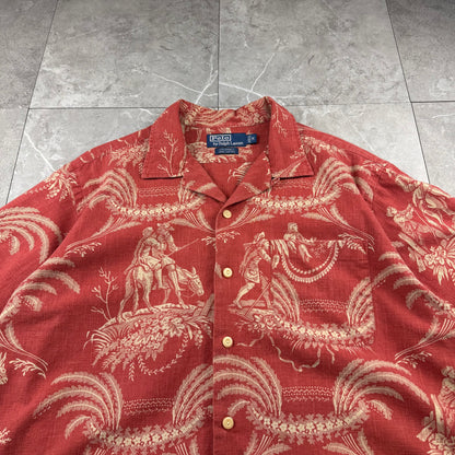00s Polo by Ralph Lauren Caldwell Red Don Quixote Open Collar Shirt M