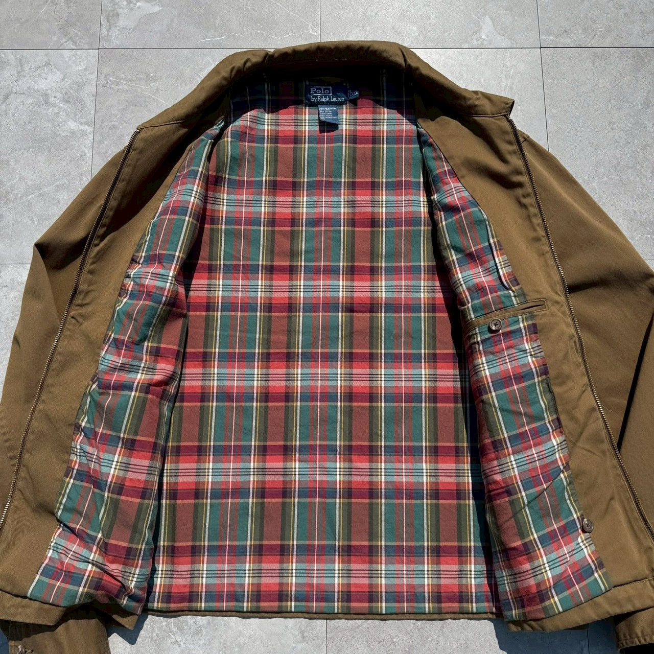 90s-00s Ralph Lauren Brown Checkered Lined Swing Top Jacket