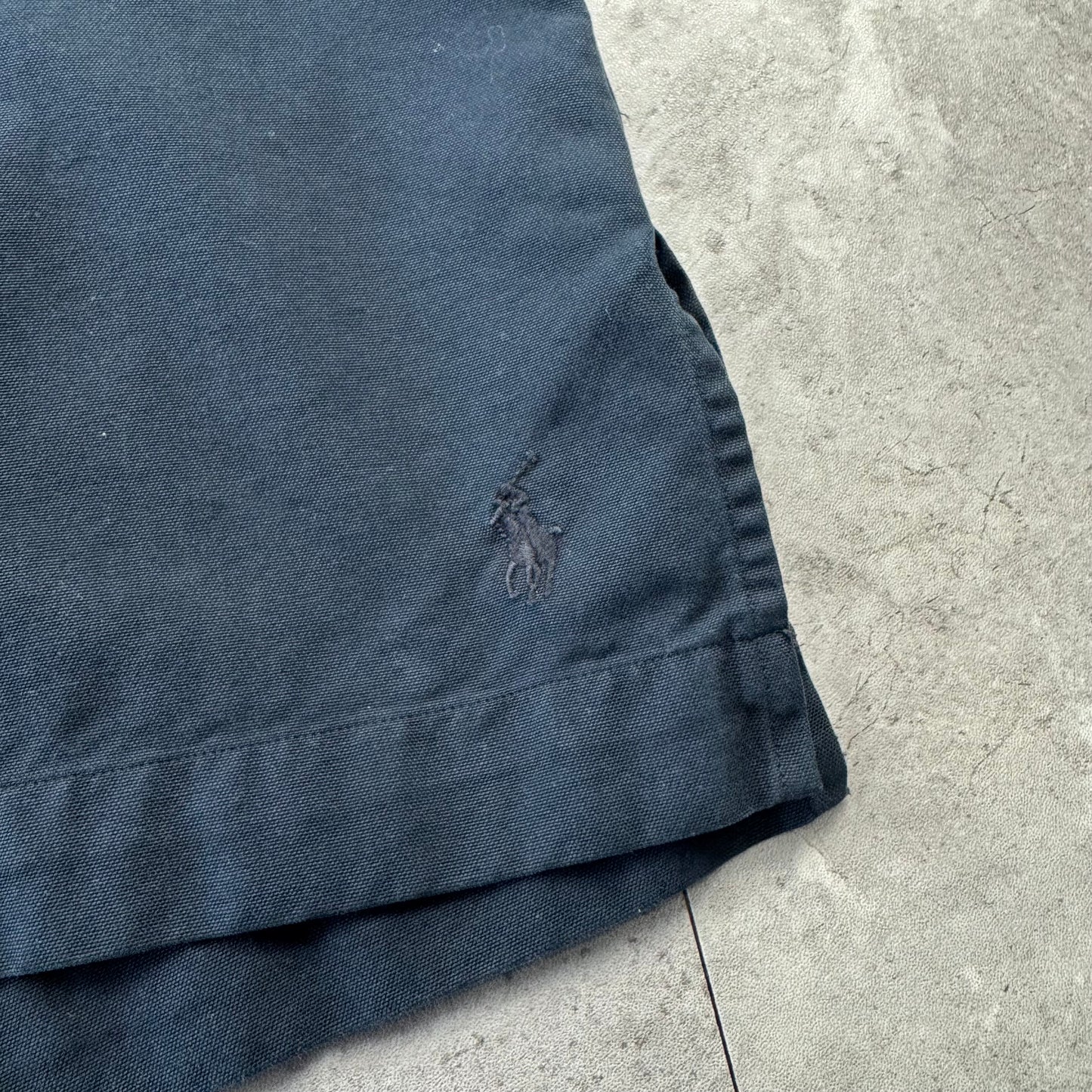 00s Polo by Ralph Lauren Black Sun Faded Silk x Cotton Open Collar Shirt
