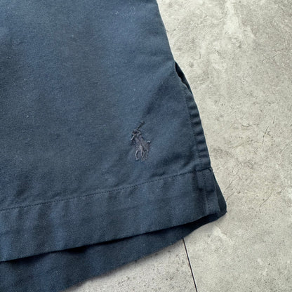 00s Polo by Ralph Lauren Black Sun Faded Silk x Cotton Open Collar Shirt
