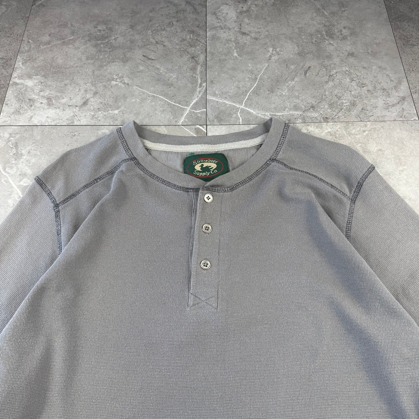 90s Stillwater Supply Co. Gray Henley Neck Long Sleeve Thermal