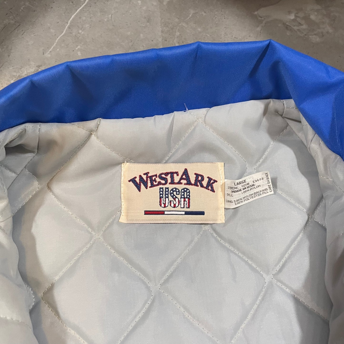 90s WestArk Made in USA Blue Steelworkers Coach Jacket