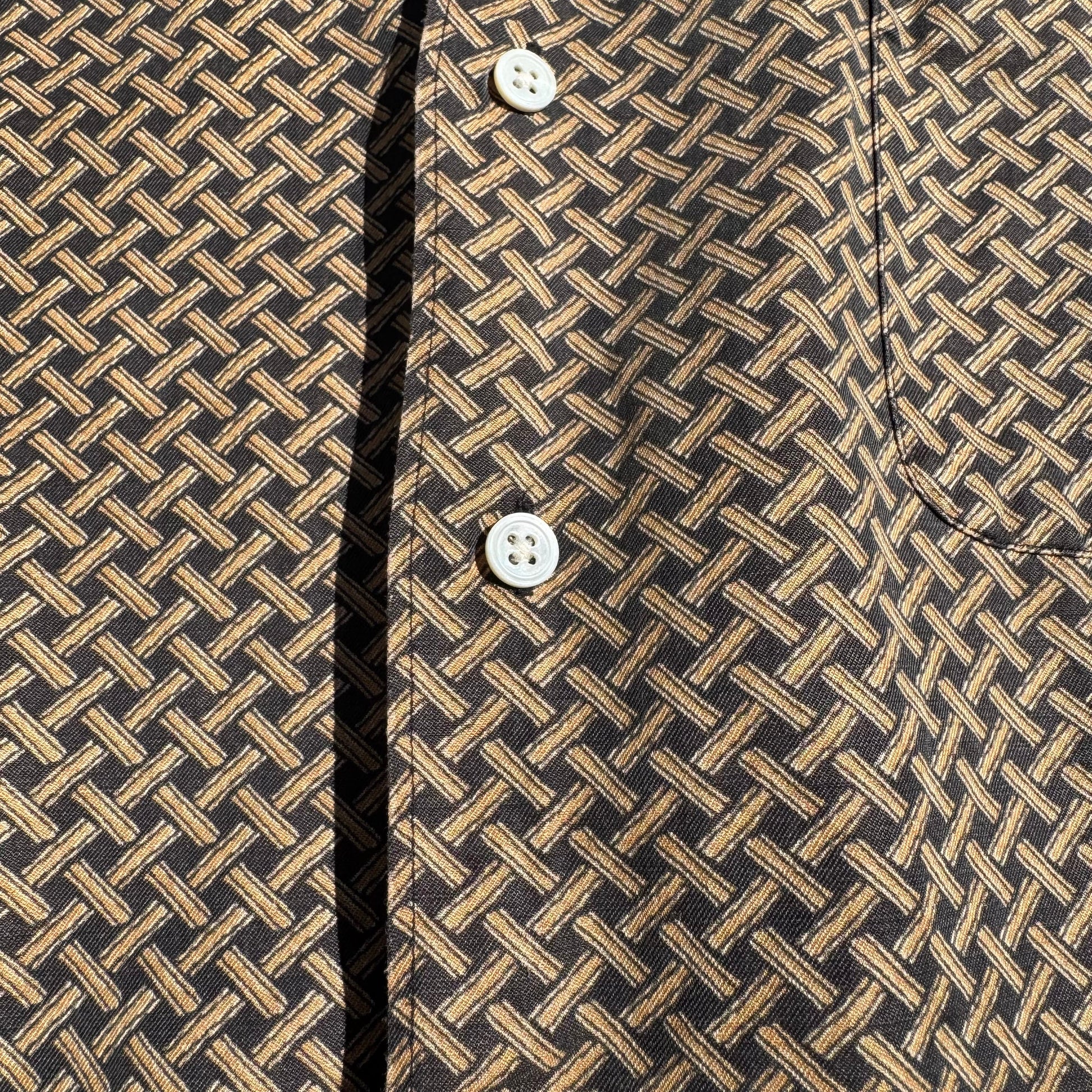 90s-00s Ralph Lauren “Bonnard”  Silk x Linen Cross Pattern Open Collar Shirt KiiChain Clothing