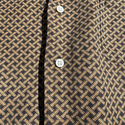 90s-00s Ralph Lauren “Bonnard”  Silk x Linen Cross Pattern Open Collar Shirt KiiChain Clothing