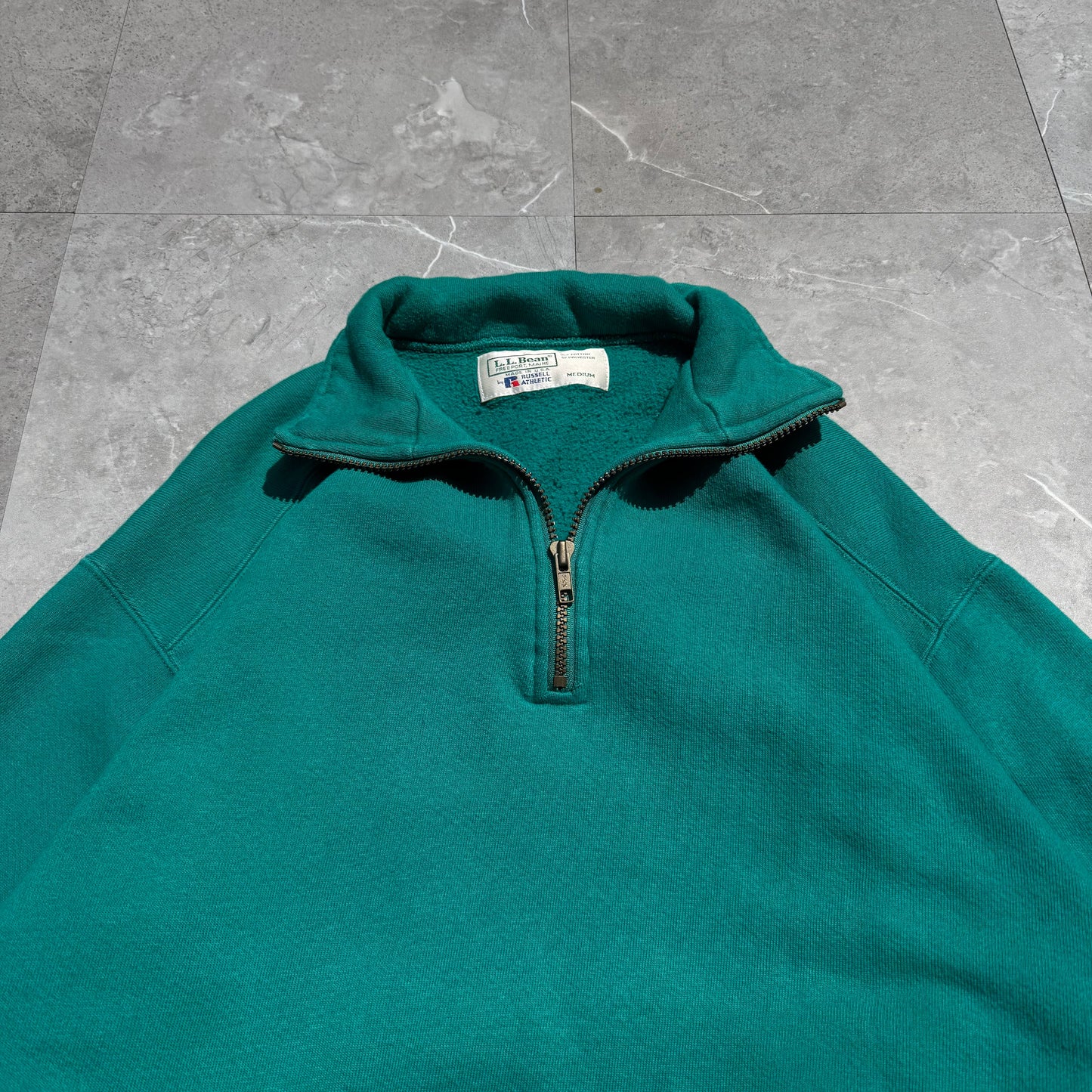 90s L.L. Bean by Russell Made in USA Half-Zip Green Sweatshirt KiiChain Clothing