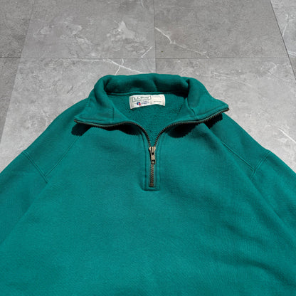 90s L.L. Bean by Russell Made in USA Half-Zip Green Sweatshirt KiiChain Clothing