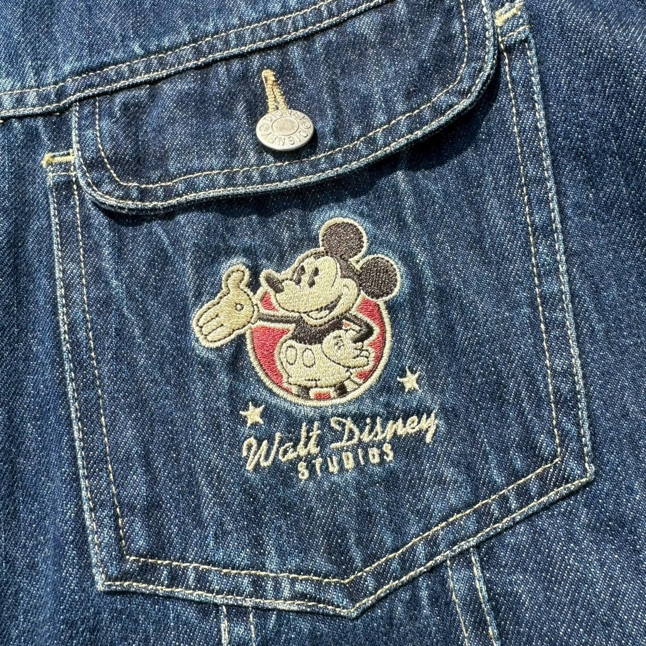 90s The Disney Store Mickey Mouse Embroidered Logo Denim Jacket
