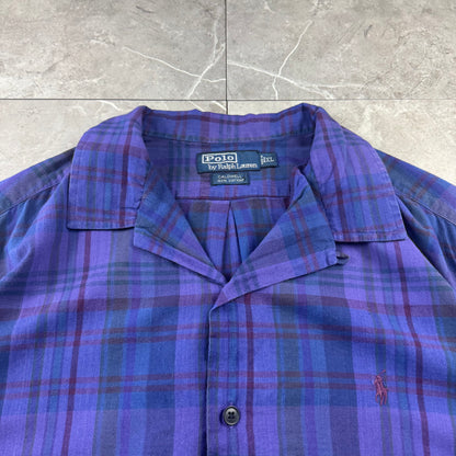 00s Polo by Ralph Lauren Caldwell Purple Checkered Open Collar Shirt XL