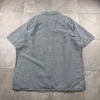 00s Ralph Lauren Polo Golf Clayton Black/White Houndstooth Linen x Cotton Short Sleeve Shirt XL