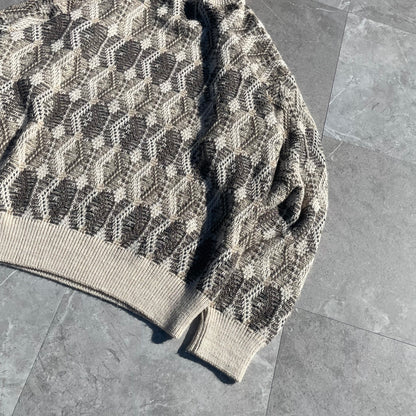 90s-00s Jantzen Acrylic Cream/Brown Design Knit