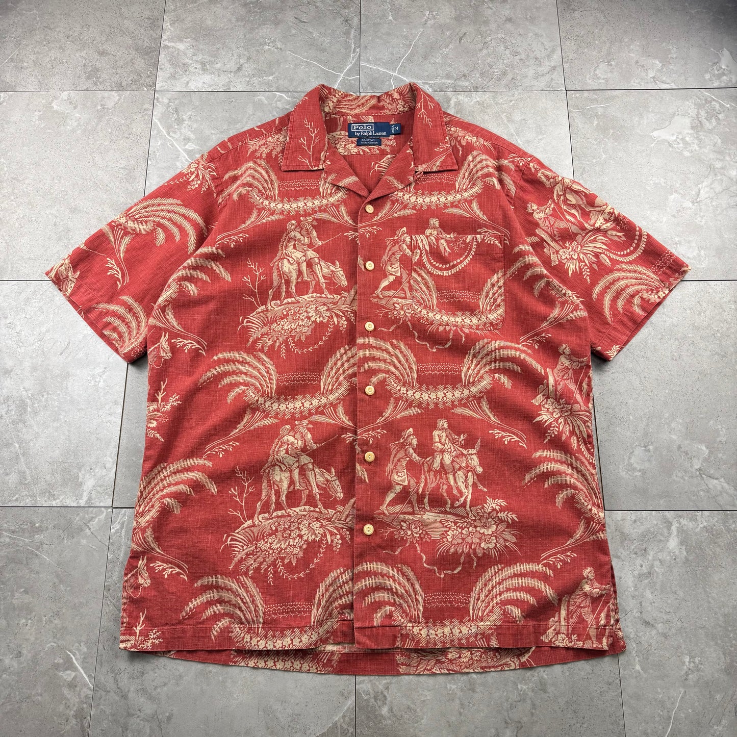 00s Polo by Ralph Lauren Caldwell Red Don Quixote Open Collar Shirt M