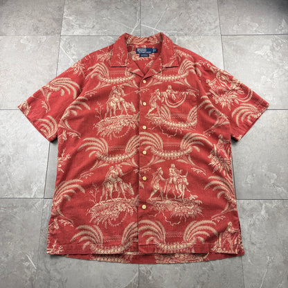 00s Polo by Ralph Lauren Caldwell Red Don Quixote Open Collar Shirt M