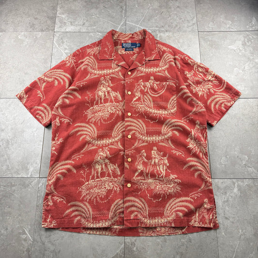 00s Polo by Ralph Lauren Caldwell Red Don Quixote Open Collar Shirt