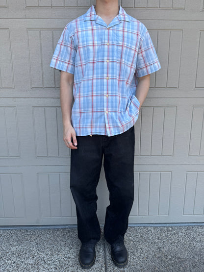 00s Polo by Ralph Lauren Andy Camp Blue Checkered Open Collar Shirt L