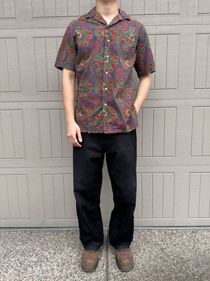 80s Polo by Ralph Lauren Rare Purple Made in USA Paisley Open Collar Shirt