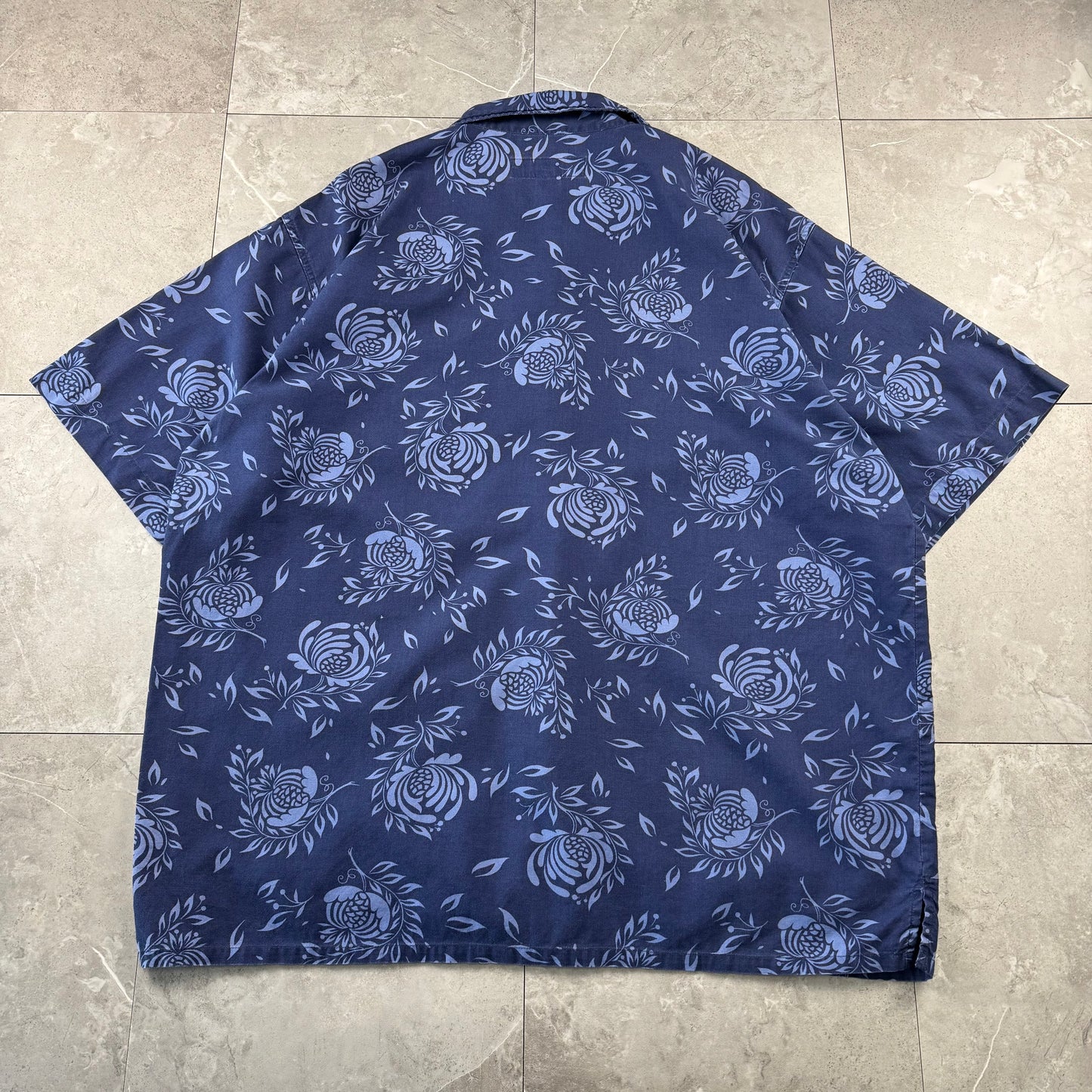 00s Ralph Lauren Polo Jeans Co. Navy Floral Open Collar Shirt