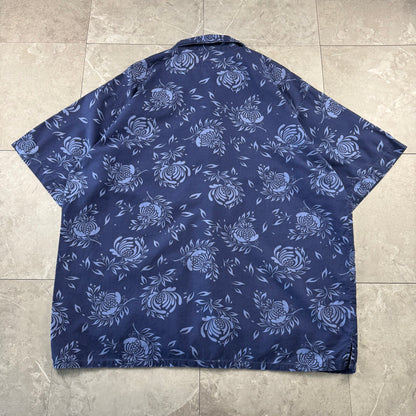 00s Ralph Lauren Polo Jeans Co. Navy Floral Open Collar Shirt