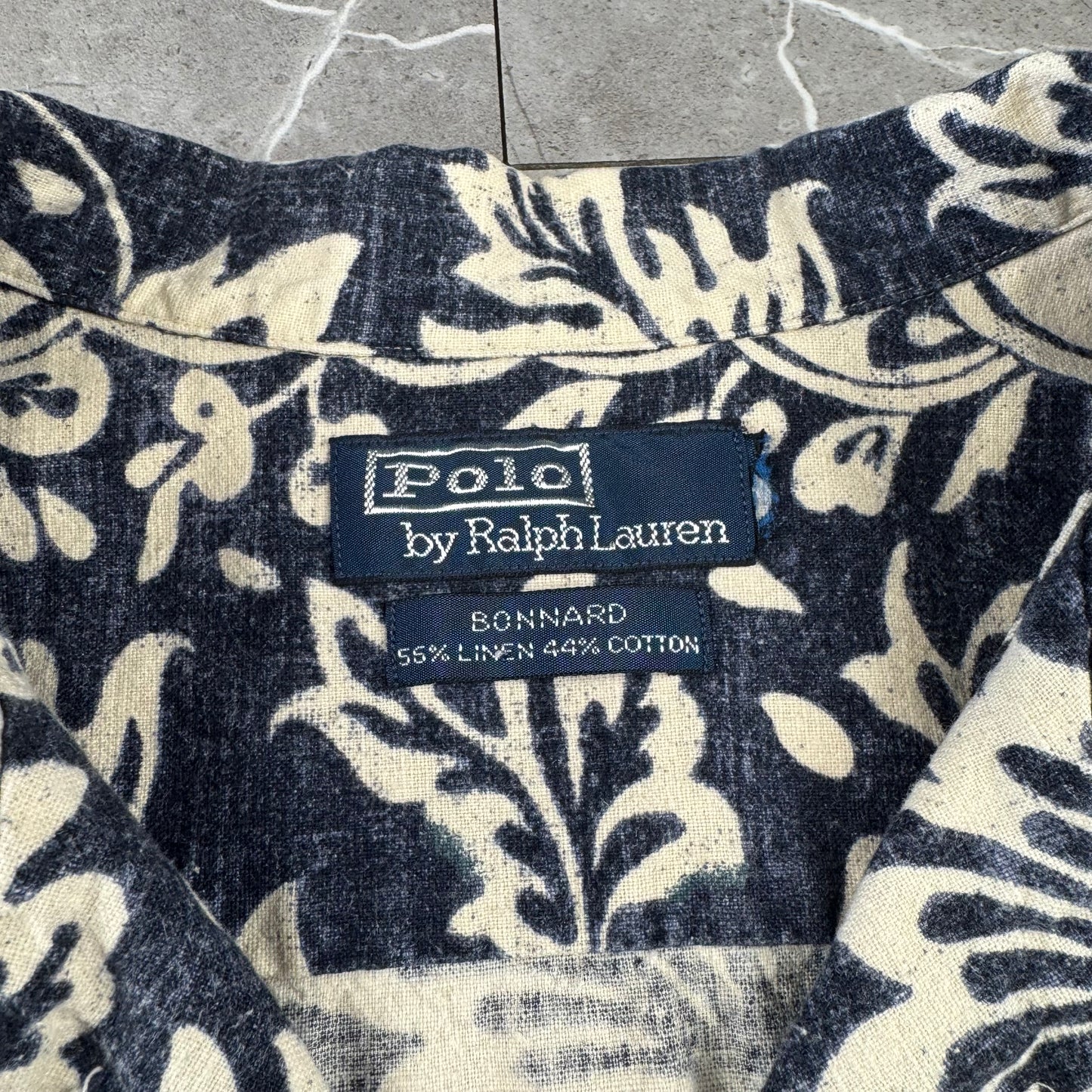00s Polo by Ralph Lauren Bonnard Navy / Black Paisley Open Collar Shirt