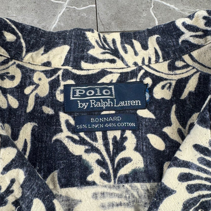 00s Polo by Ralph Lauren Bonnard Navy / Black Paisley Open Collar Shirt