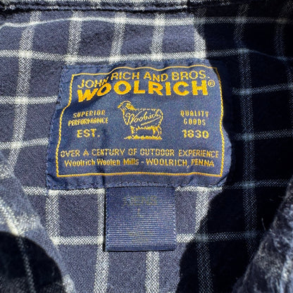 90s Wool Rich Navy Checkered Heavyweight Cotton Short Sleeve Shirt KiiChain Clothing