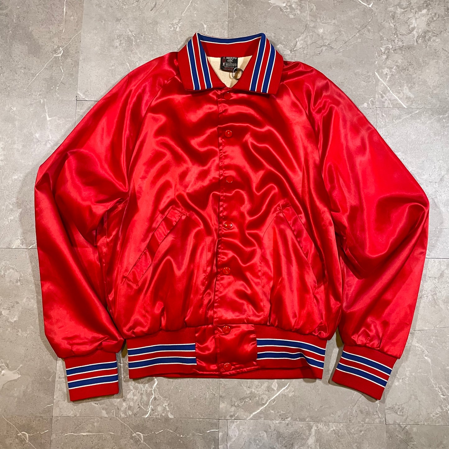 80s Aristo Jack Made in USA Nylon Varsity Jacket