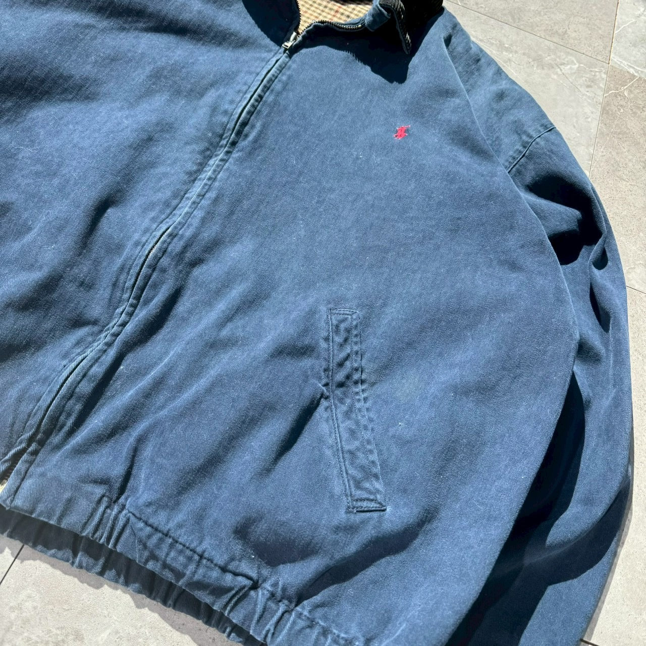 90s Ralph Lauren Navy Corduroy Collar Swing Top Jacket