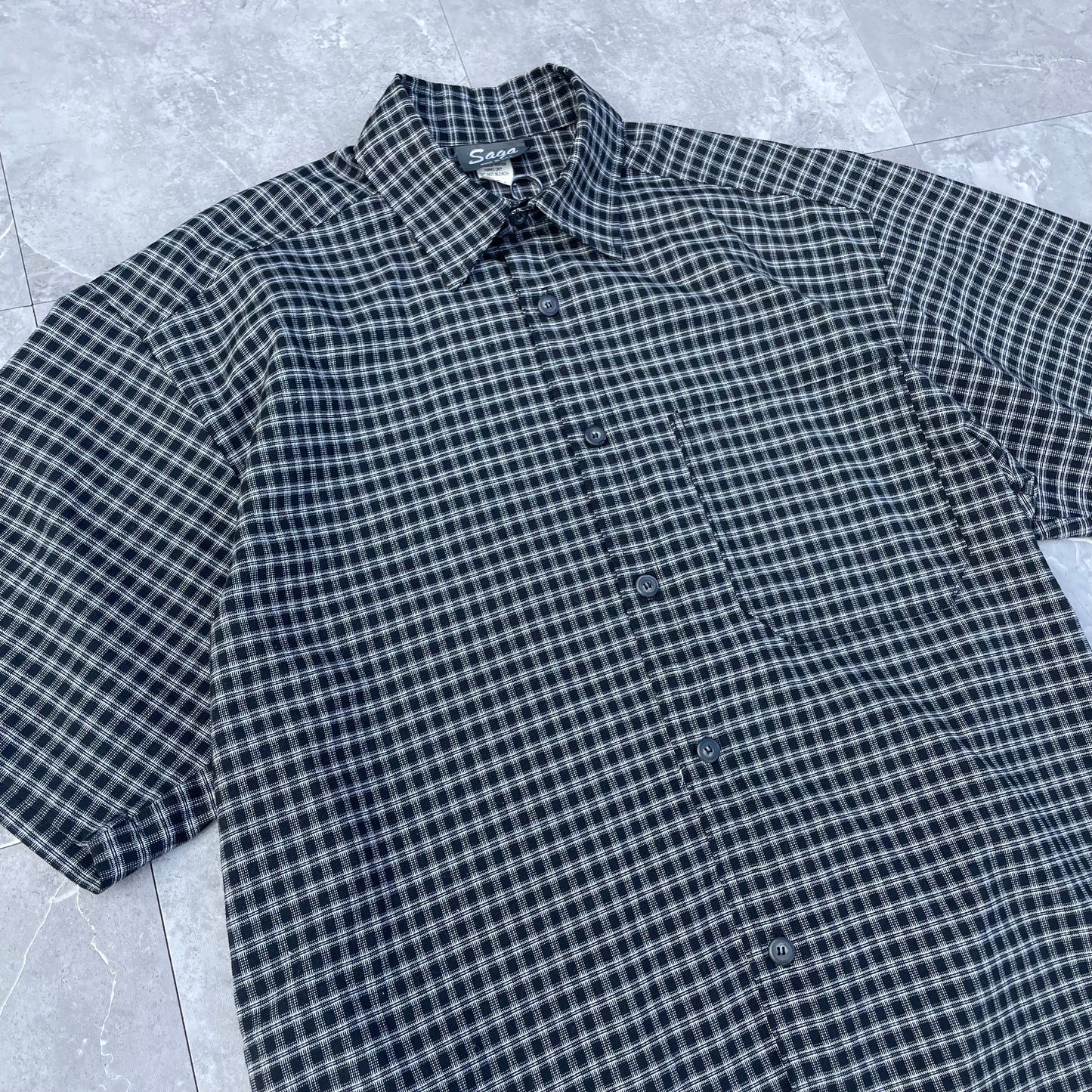 90s Saga Made in USA Checkered Short Sleeve Shirt