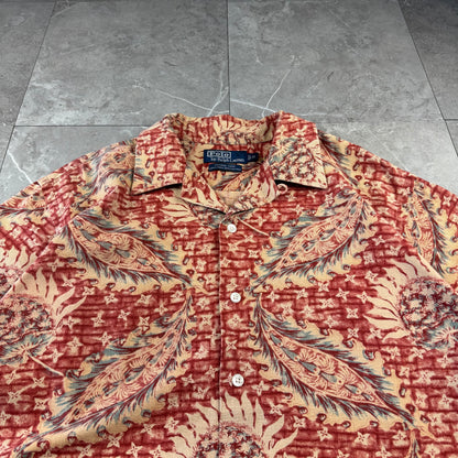 00s Polo by Ralph Lauren Vintage Camp Red Leaf Open Collar Shirt M