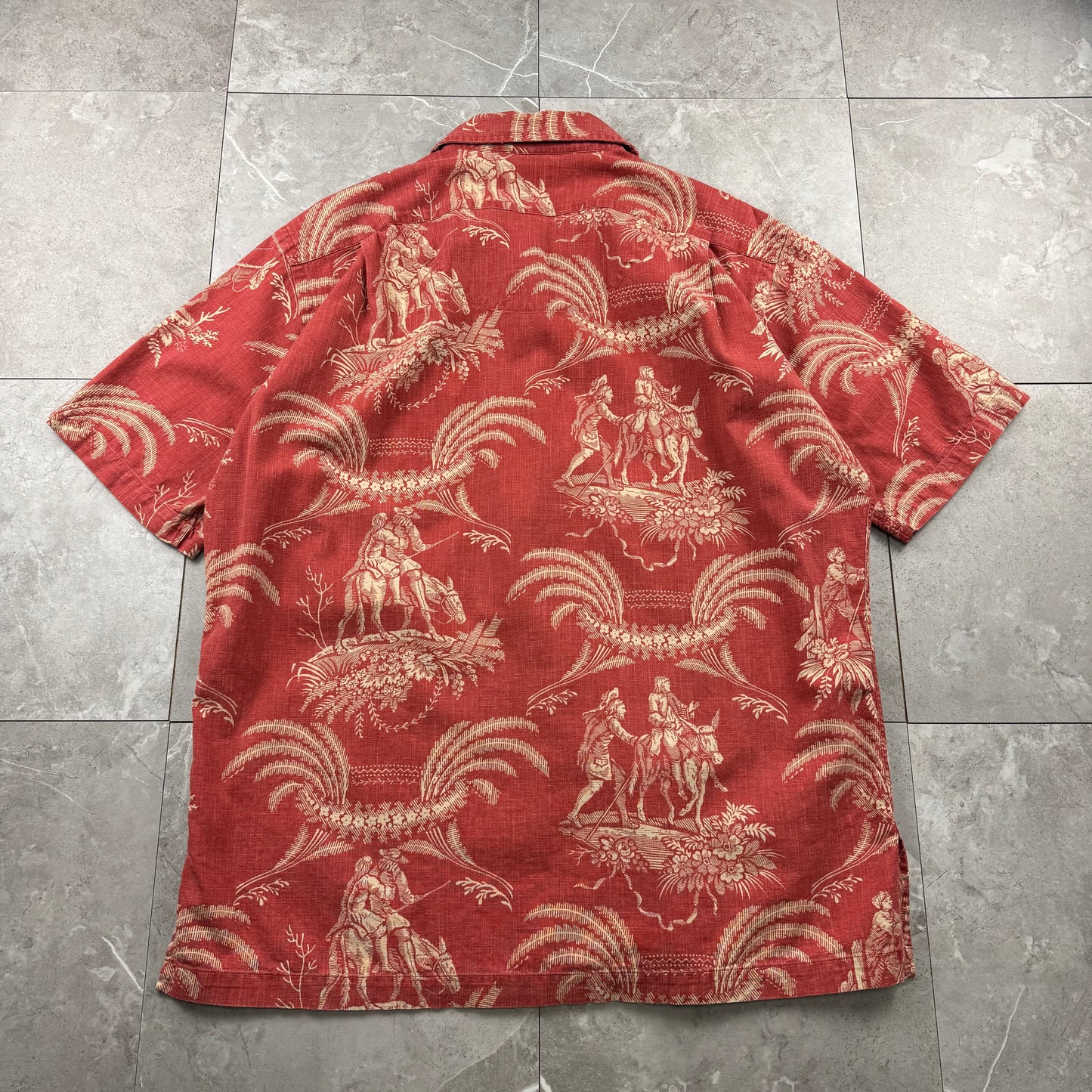 00s Polo by Ralph Lauren Caldwell Red Don Quixote Open Collar Shirt M