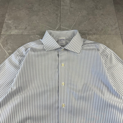 00s Brooks Brothers 346 Light Blue Slim Fit Striped Shirt