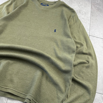 00s~ Polo Ralph Lauren Olive Green Long Sleeve Thermal
