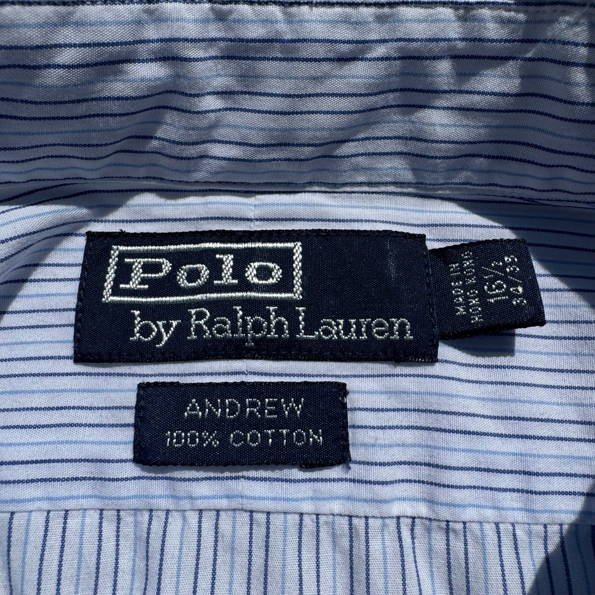 90s Ralph Lauren “Andrew” No-Pony Blue Striped Shirt KiiChain Clothing
