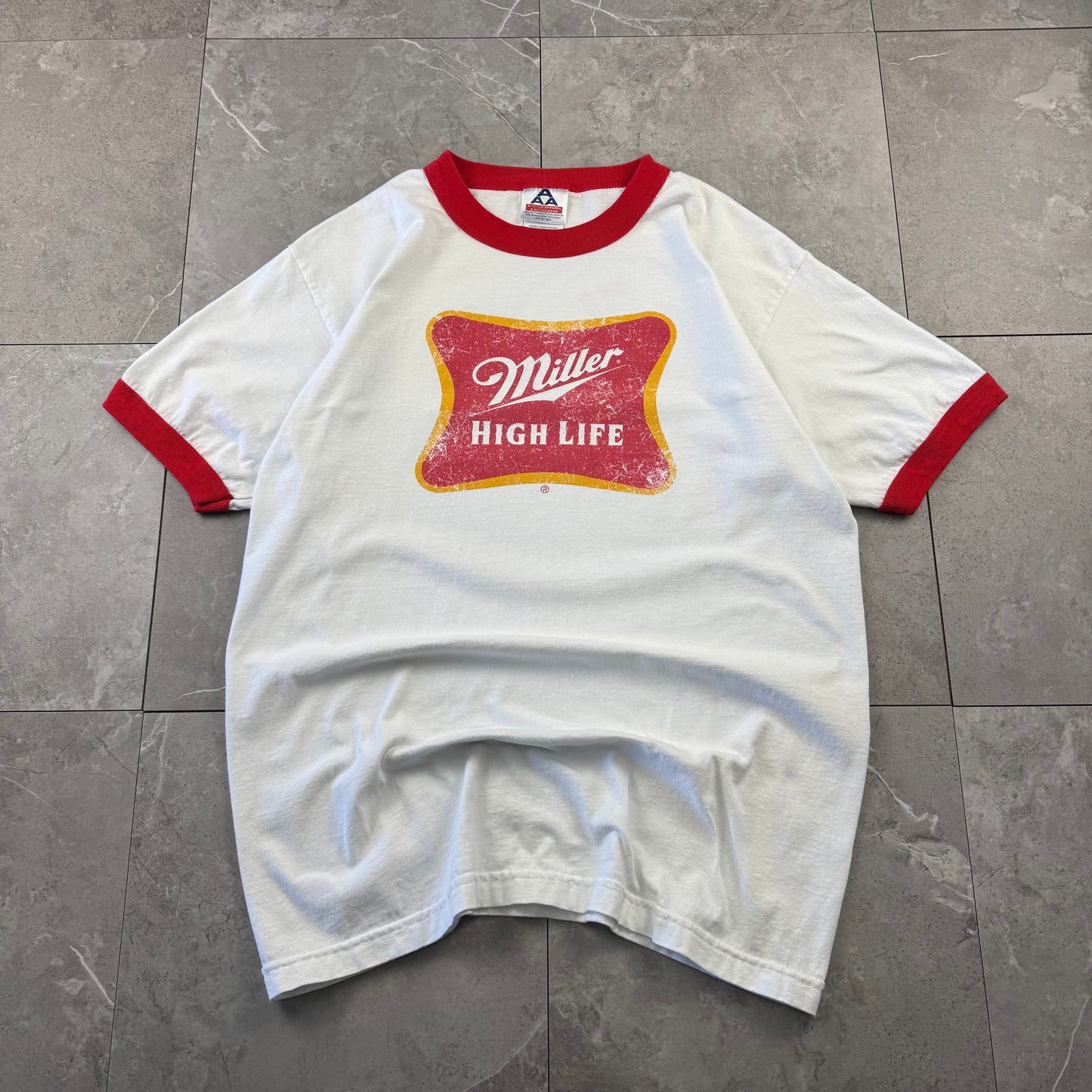 90s-00s AAA Miller High Life White & Red Ringer T-Shirt