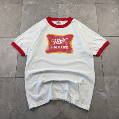 90s-00s AAA Miller High Life White & Red Ringer T-Shirt