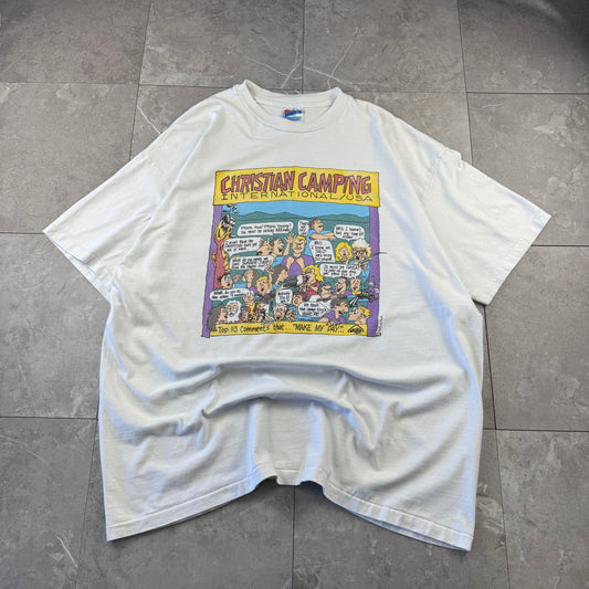 90s Hanes Beefy-T Christian Champic White Single Stitch Comic Graphic T-Shirt