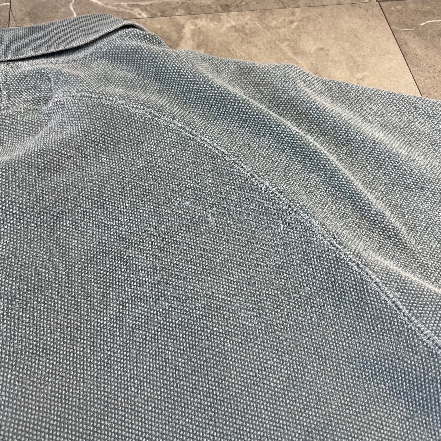 90s The Territory Ahead Faded Light Blue Raglan Heavyweight Polo Shirt
