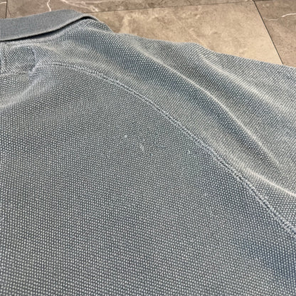 90s The Territory Ahead Faded Light Blue Raglan Heavyweight Polo Shirt