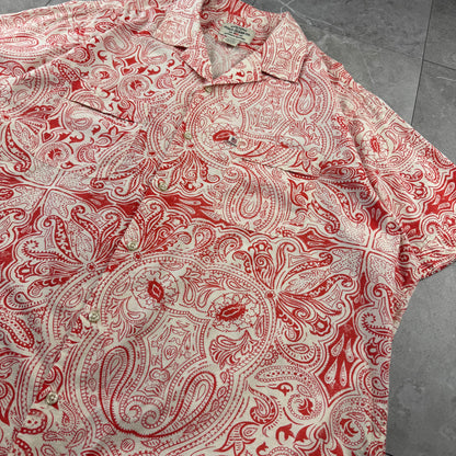 00s Ralph Lauren Polo Jeans Co. Red Paisley Open Collar Shirt