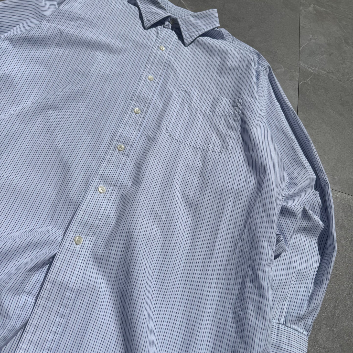 90s Ralph Lauren “Andrew” No-Pony Blue Striped Shirt KiiChain Clothing