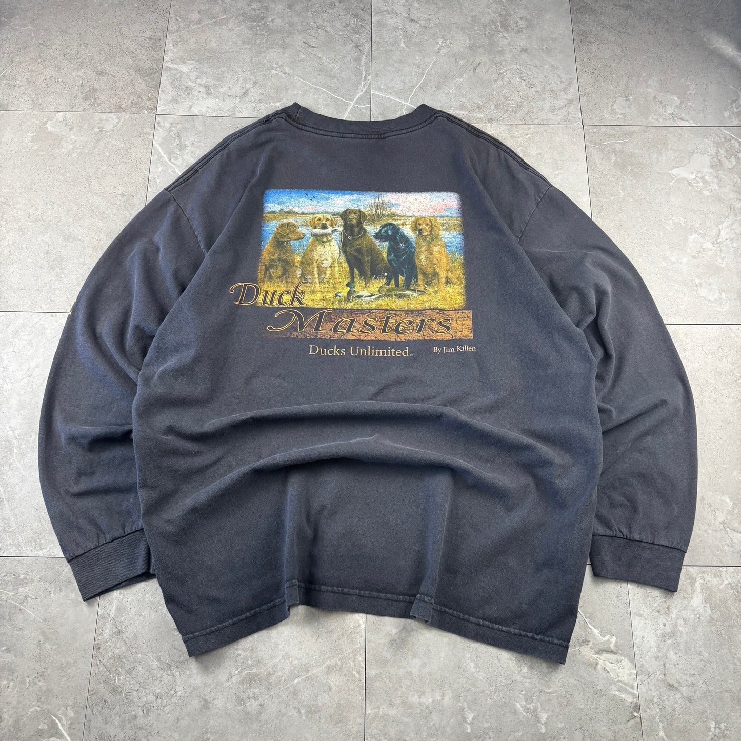90s-00s Alstyle Ducks Unlimited Dog Graphic Long Sleeve Tee