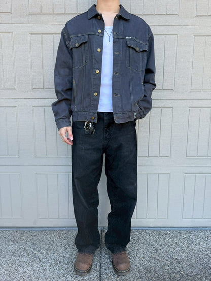 90s GUESS Made in USA Black/Dark Gray Denim Jacket