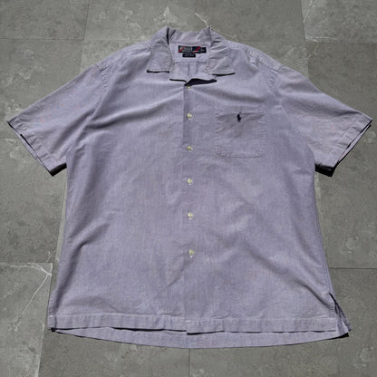 90s-00s Ralph Lauren Caldwell Purple Cotton Pocket Pony Open Collar Shirt KiiChain Clothing