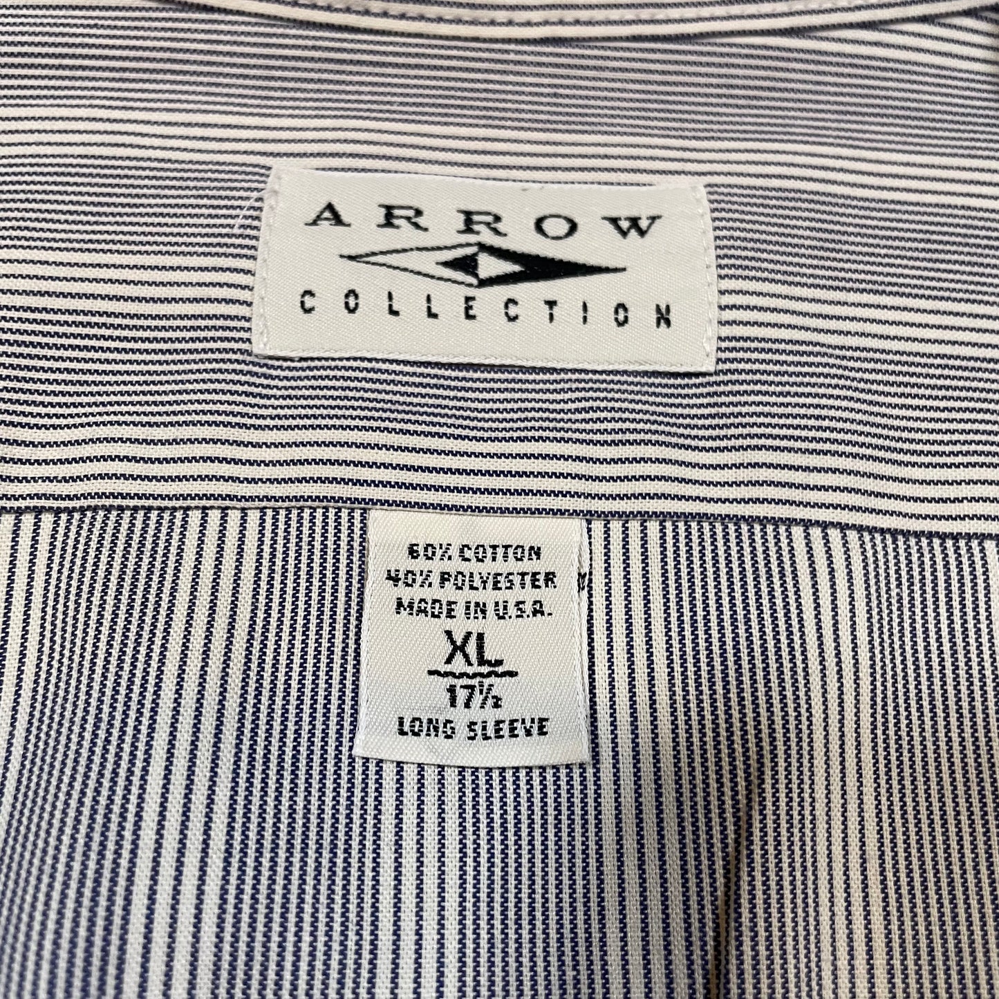 90s Arrow Collection Gray Striped Stand Collar Shirt