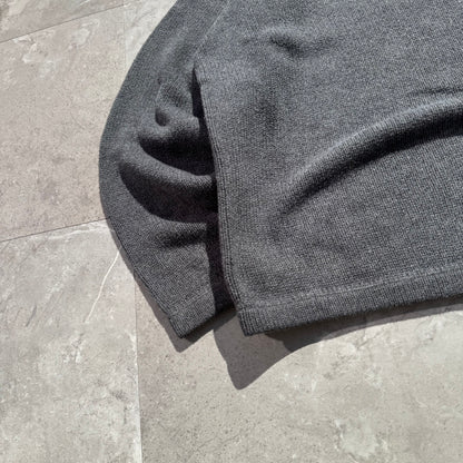 00s Eddie Bauer Made in UK Gray Henley Neck Cotton Knit