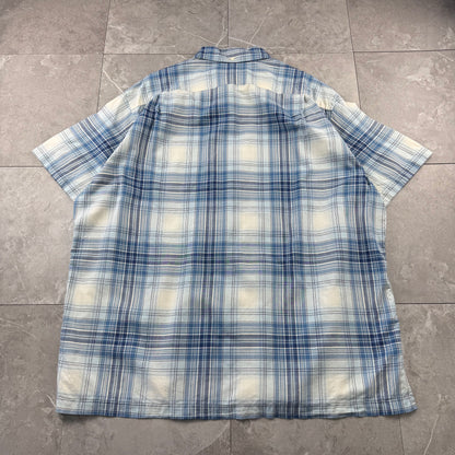 00s Ralph Lauren Bob Camp Blue Checkered Button Down Short Sleeve Shirt XL