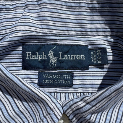 90s-00s Ralph Lauren “Yarmouth” Lightblue Striped Button Down Shirt KiiChain Clothing