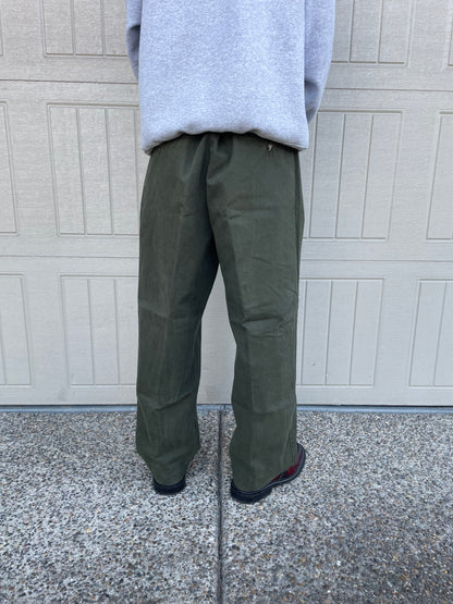 90s-00s Ralph Lauren Two-Tuck Pleated Olive Green Chino Pants 34x30