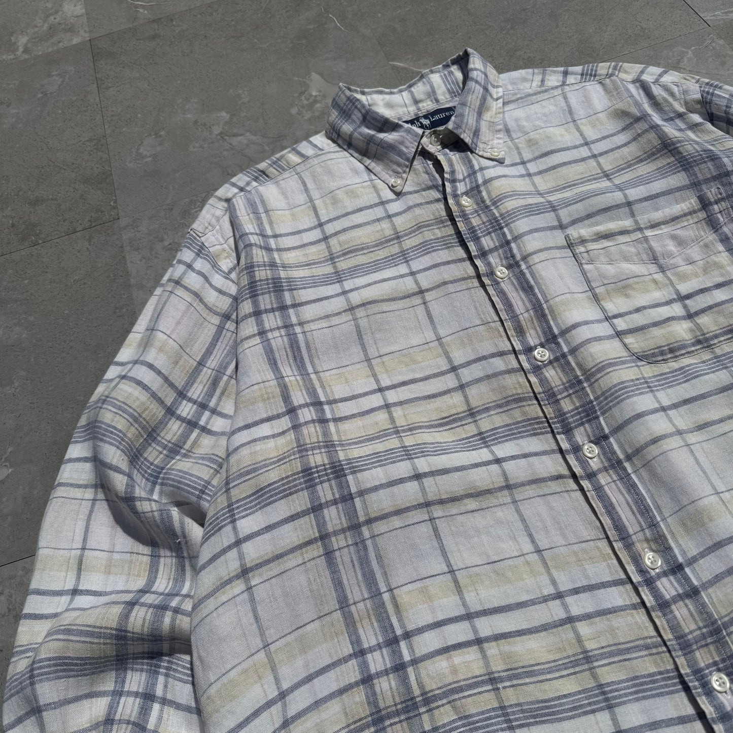 90s Ralph Lauren Checkered Linen Shirt KiiChain Clothing