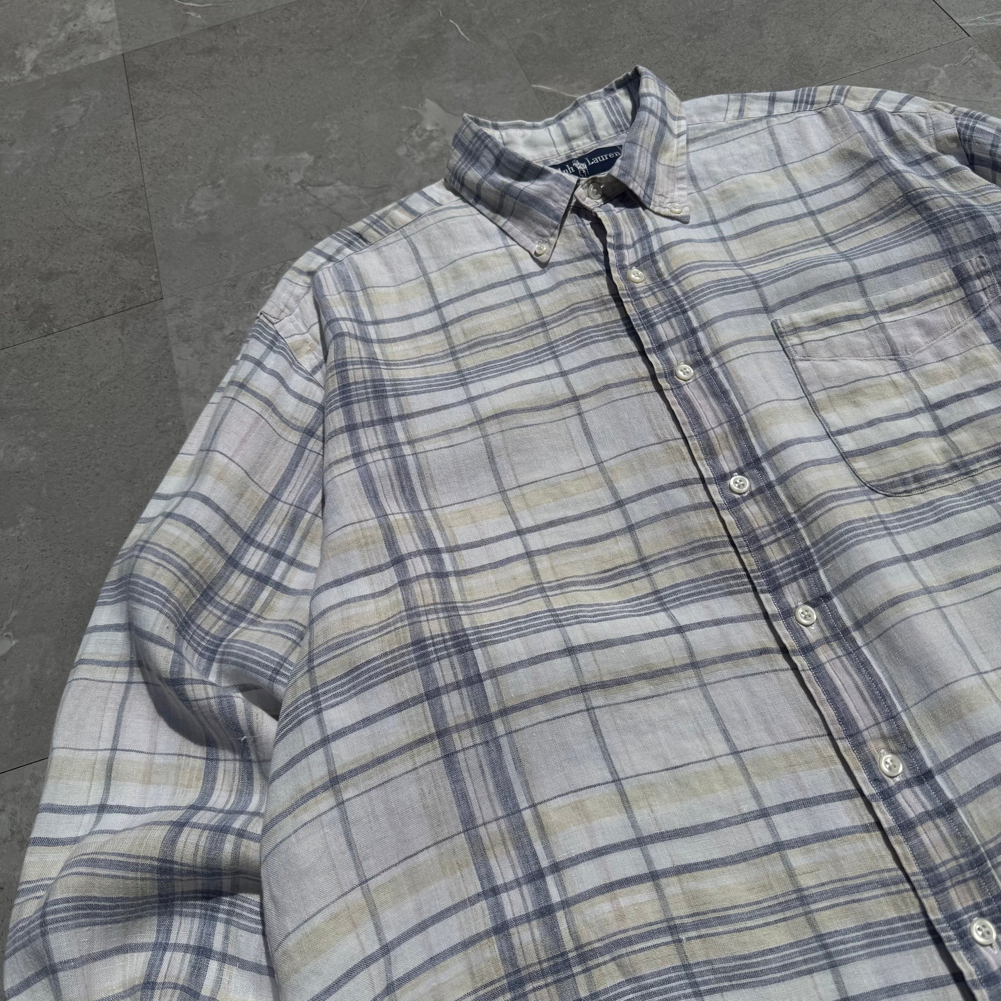 90s Ralph Lauren Checkered Linen Shirt KiiChain Clothing